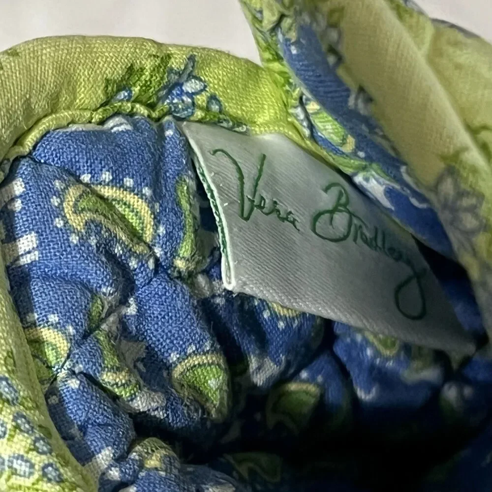 Vera Bradley Double Glass Case Quilted Floral Paisley Elephant Citrus Yellow - Picture 5 of 16